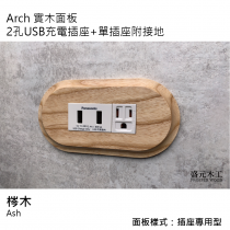盛元木工 Arch 實木面板  2孔USB充電插座加單插座附接地-白色 (國際牌開關插座)