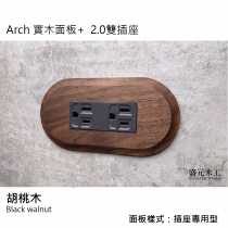 盛元木工 Arch 實木面板 雙插座附接地 RISNA灰色 ‧ GLATIMA 系列適用 國際牌開關插座