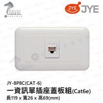中一 大面板系列 JY-8P8C(CAT-6) 一資訊單插座蓋板組(Cat6e)